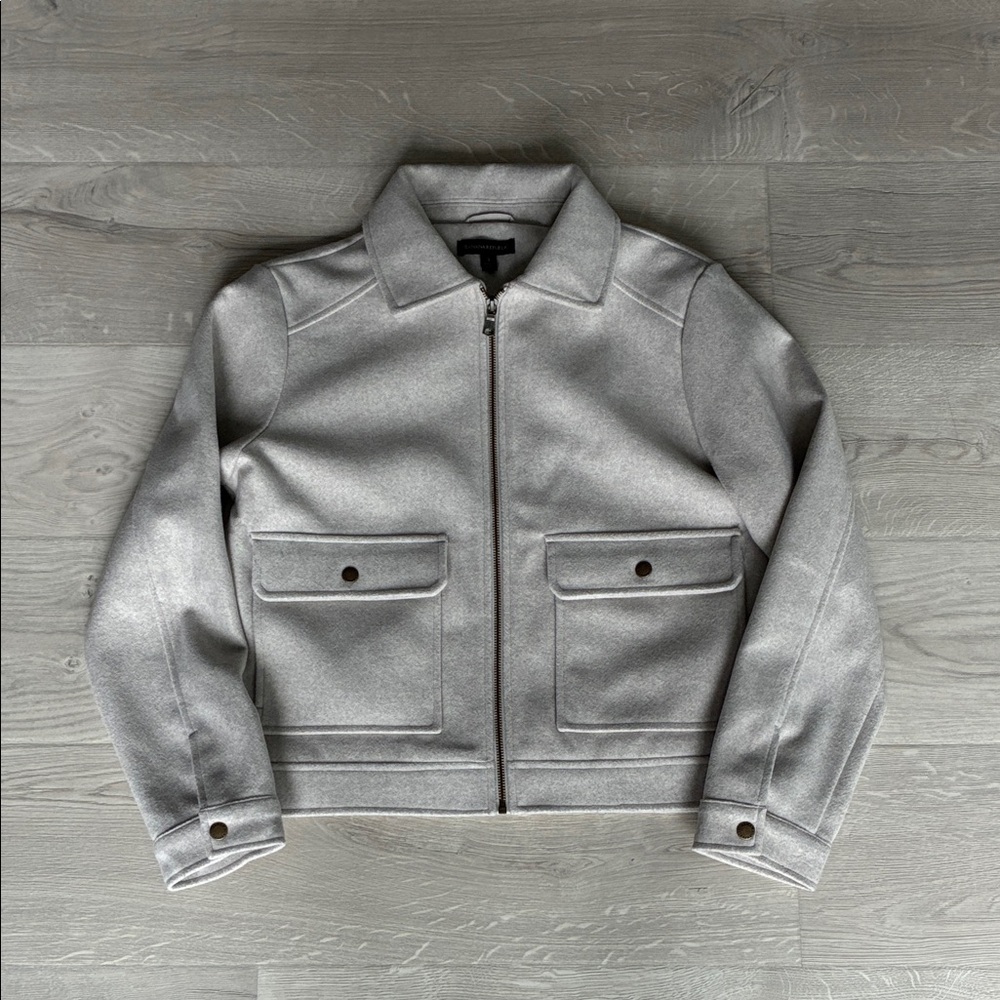 Banana Republic Light Gray Zip-Up Shirt Jacket